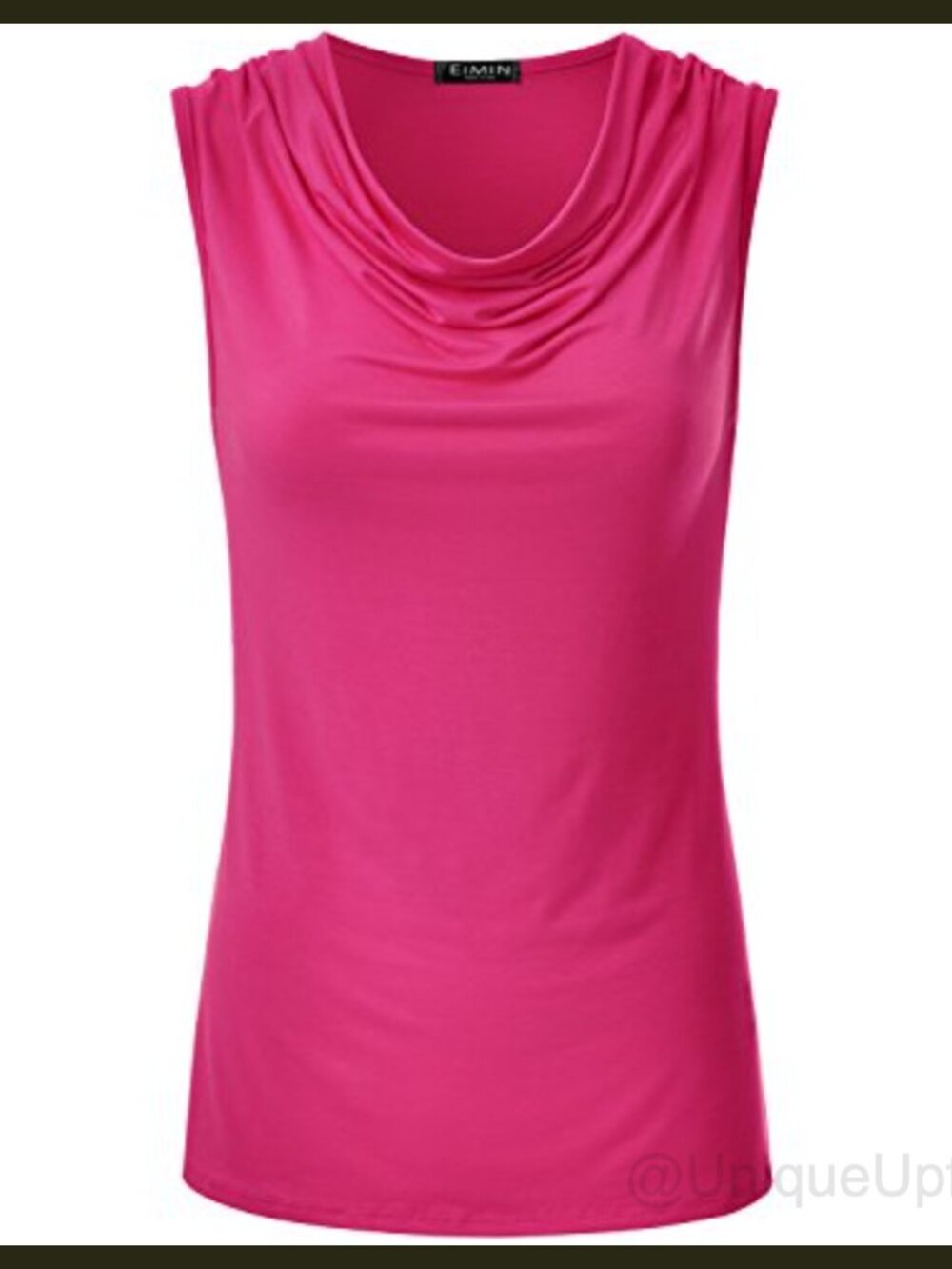 Womens Cowl Neck Ruched Sleeveless Stretchy Blouse Tank Top